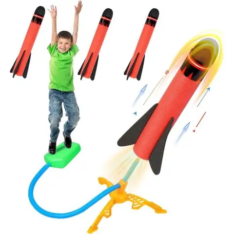 Jouet - Kit avec 3 Lance-Rocket en Mousse - Sécuritaire - Pour Enfants 4-9 Ans