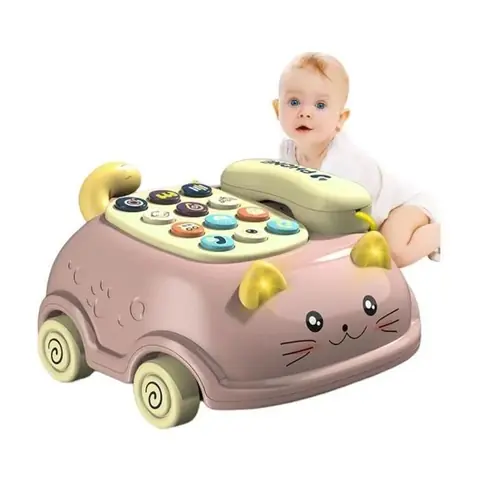 Jouet Téléphonique pour bébé - Jouet musical éducatif avec téléphone lumière et musique - Adapté aux enfants de 1 à 2 ans (Rose)