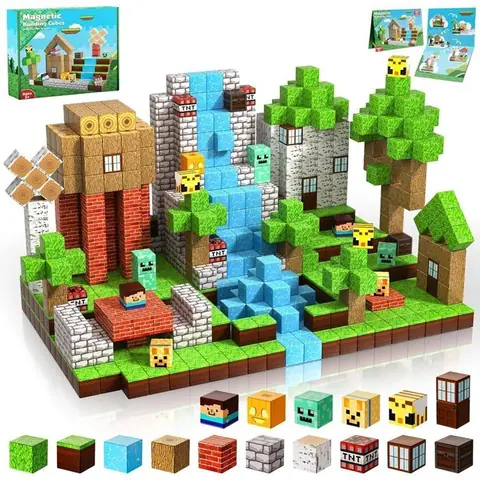 100 Pièces Blocs de Construction Magnétiques Enfants Jouet Montessori pour Enfants de 3 Ans+