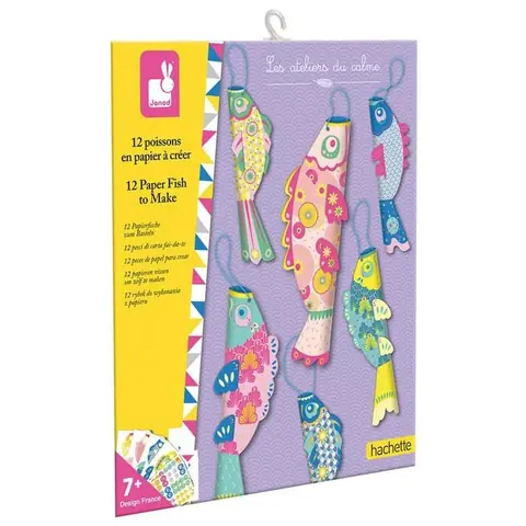 Kit Loisir Créatif - JANOD - Poissons en papier (12) - Dès 7 ans - Activité relaxante - Multicolore