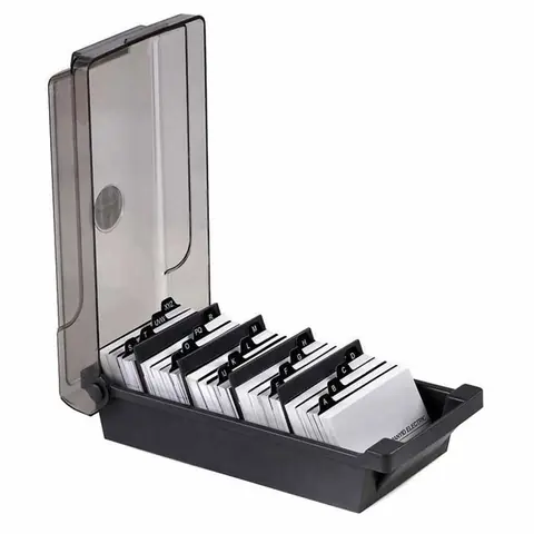 Porte-cartes de visite boîte de rangement pour cartes de visite organisateur avec compartiments et étiquettes dindex