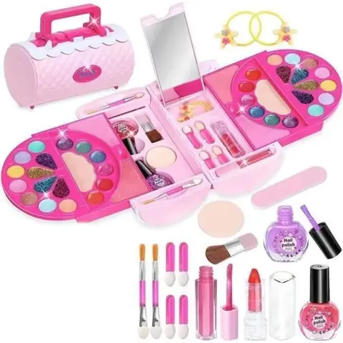 Maquillage Enfant Fille avec Coffret 45 Couleurs Malette Mmaquillage Petite Enfant Fille Jouet Cadeau pour Cadeau Anniversaire