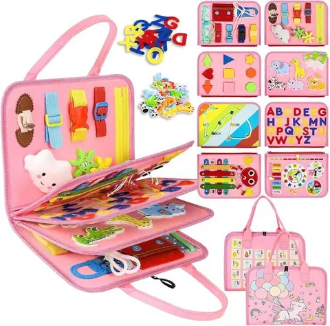 Busy Board Jouet Montessori pour Enfants 5 Couches Planche Montessori Sirène Jouets Activité Développement pour Bébé 1 2 3 4 5 ans