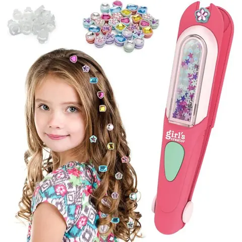 Outil de tressage cheveux - Machine à tresser - Strass réutilisables - Cadeau créatif - Filles 5-12 ans