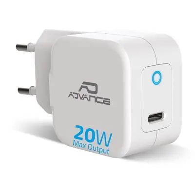Chargeur Secteur universel USB et USB-C POWERFLEX TURBO 20W - Pour téléphone, tablette, switch ou montre connectée