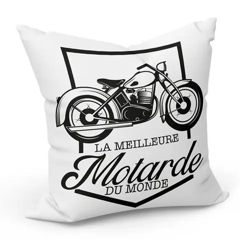 Fabulous Coussin Blanc La Meilleure Motarde du Monde [40x40 cm]