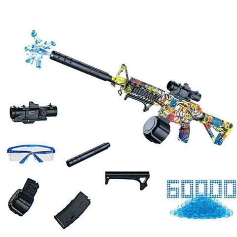 Gel Blaster Bombe à Eau M4A1-60000 perles deau et verres jouet rechargeable pour activités de plein air