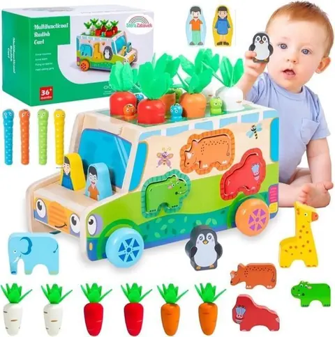 Jouet Montessori - LECOO - 7 en 1 - Magnétique - Éducatif - Bois naturel