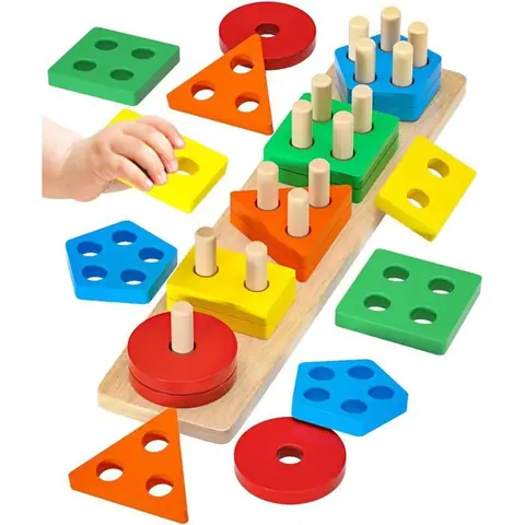 Jouet Bebe 1 2 3 Ans Jeux Montessori Enfant 1 2 3 Ans Jeu Educatif en Bois Puzzle à Empiler et de Tri Cadeau Garçon Fille