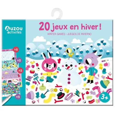 Jeux de société - Auzou - 20 jeux en hiver - Pour enfants de 3 ans et plus - Pochette de jeux