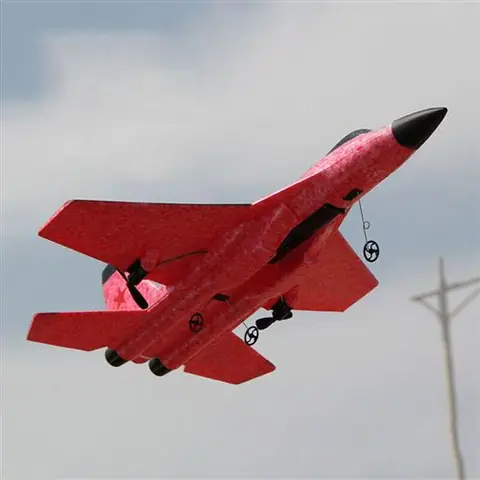 Avion de chasse télécommandé longue portée transmission 2,4GHz ultra résistant anti crash avec commande simplifiée - couleur rouge