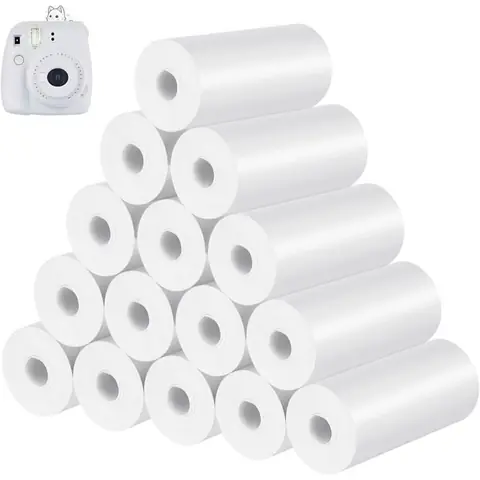 Lot de 15 Rouleaux Papier Thermique pour Appareil Photo Enfant 57 x 25 mm x 7 m Impression Instantanée Facile à Remplacer