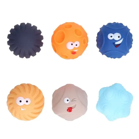 Lot de 6 balles sensorielles texturées à presser pour bébé jouets hochets doux pour attraper la main pour enfants de 6 mois et