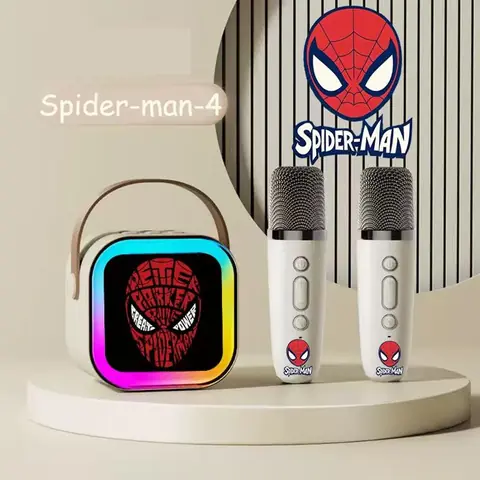 Micro Karaoke Enfant avec 2 Micro sans Fil Microphone Karaoké avec Lumière RGB et Effets de ChangementBeige