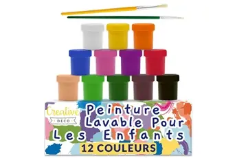 Kit Peinture Enfant Lavable Doigt 12x20ml Peinture Artistique Non Toxique