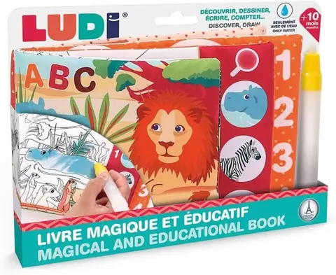 LUDI - Livre Magique et Éducatif - Livre dActivités - Coloriage Magique à leau - Découvrir Les Formes Les Chiffres Les Lettres