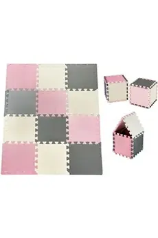 Tapis d'éveil Bébé 120 x90 x 1,2 cm - Tapis Puzzle- Grand Tapis de Jeu enfant - 12 Pièces + Bords - sans Odeur sans Polluant - Rose
