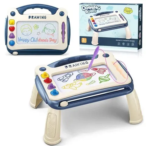 Ardoise magique - HONO - Tableau de dessin magnétique - Bleu - Pieds pliables - 4 zones colorées