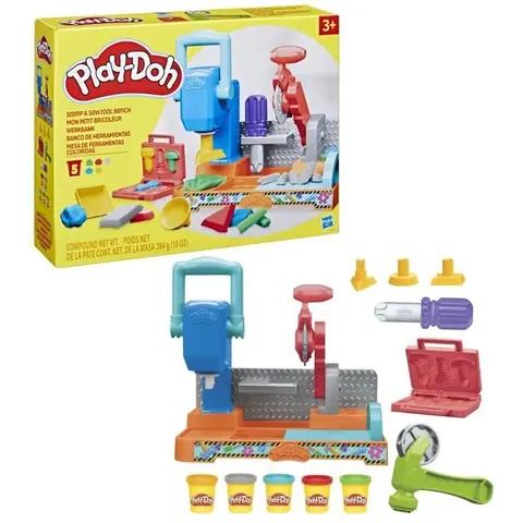 Play-Doh Mon petit bricoleur coffret avec pâte à modeler loisirs créatifs Classique dès 3 ans