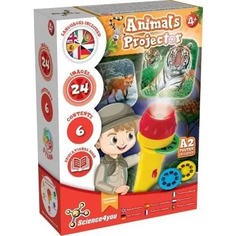 Jouet éducatif - SCIENCE4YOU - Lampe torche et projecteur - 3 disques diapositifs - 24 images - 4 ans