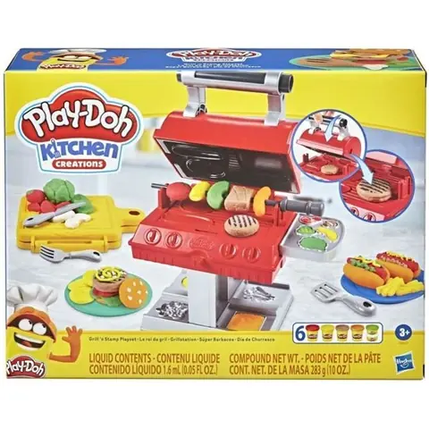 PLAY-DOH - Kitchen Creations - Le roi du grill avec 6 Pots de pâte atoxique aux couleurs variées - pour enfants - dès 3 ans