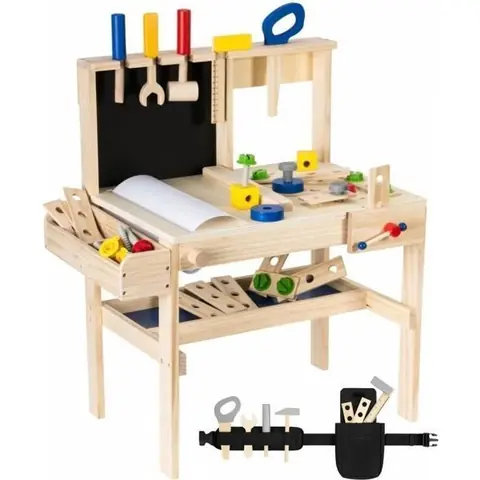Établi Enfant - MAMABRUM - Modèle Etabli Enfant - 75 Pièces - Bois Durable - Sécurité Maximale