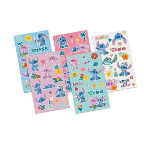 Set de Stickers - LILO ET STITCH - Stitch & Angel - Lot de 5 planches - Multicolore - 295 x 21 cm