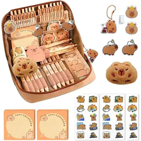Trousse à Crayons CapybaraEnsemble Papeterie Capybara avec 12 CompartimentsTrousse Kawaii CapybaraTrousse Ecole pour Fille Garcon