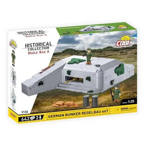 Jeu de construction - COBI - Bunker Regelbau 667 - 630 briques - 2 figurines - Blanc