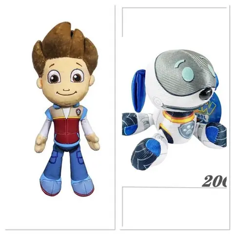 peluche pat patrouille ryder et robot chien super héros 2pcs/lot doudou enfant cadeau dessin animé