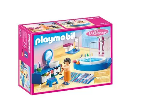 PLAYMOBIL 70211 - Dollhouse La Maison Traditionnelle - Salle de bain avec baignoire