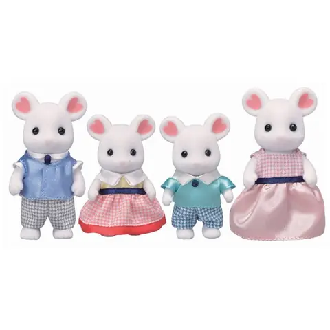 Figurine Famille Souris Marshmallow Sylvanian - SYLVANIAN FAMILIES - 5308 - Articulée et Habillée - Mixte