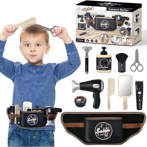 Jeu de Coiffeur pour Enfants Ensemble de Salon de Coiffure Kit de Salon de Mode de 10 Pièces pour Garçons Filles Cadeau