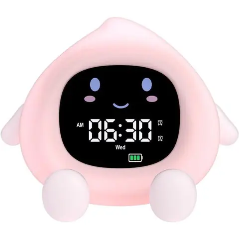 Réveil éducatif pour enfants avec fonction jour/nuit 2 alarmes luminosité décran réglable fonction snooze 12/24 heures 7