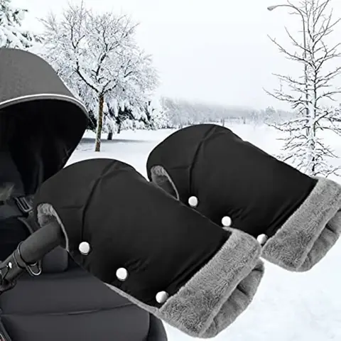 Gants de Poussette Moufles de Poussette Coupe-Vent et Imperméable pour Bébé Doux Chaud Gants Protection pour Poussette Vélo