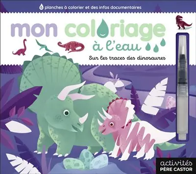 Mon coloriage à l'eau - Sur les traces des dinosaures - Lili La Baleine - Flammarion Jeunesse Pere Castor