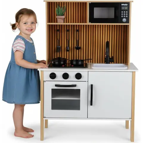 Cuisine en bois pour enfants - GREEN SERIES - GS0070 - Lumière et son - Accessoires inclus - Design scandinave