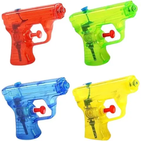 Pack de 4 Pistolets à Eau Transparents Mini Longueur 12 cm Couleur Aléatoire pour Jeux de Plein Air et Batailles Aquatiques