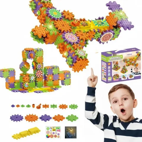 Jeu DEngrenage et Constructiong - Gears! - 130 Pièces - Jouet STEM Éducatif pour Enfants 3 Ans+