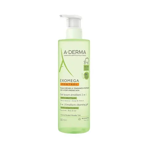 A-Derma Exomega Control Gel Lavant Émollient 2 en 1 Anti-Grattage 500ml