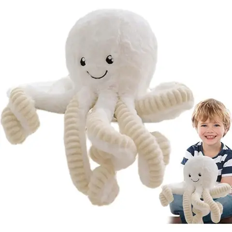Poupée en Peluche en Forme De Pieuvre De 18CmPeluche PoulpeCadeaux Pour Nouveaux-Nés et Bébés PrématurésBlanc