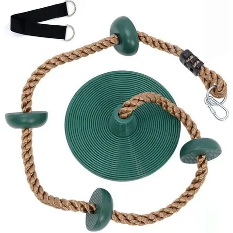 Balançoire en Corde descalade pour Enfants avec Plateforme et siège à Disque - Vert - Mixte - 4 ans et plus