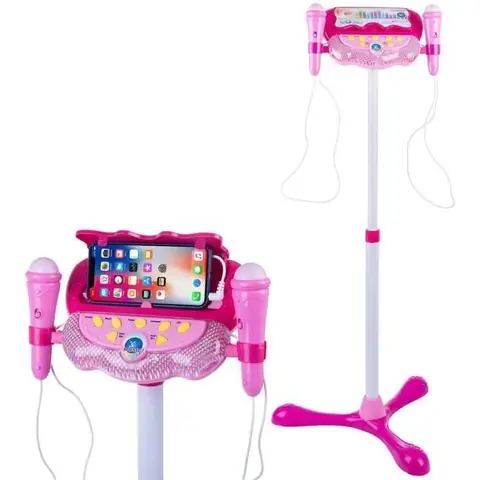 Micro Musical Jouet - MARSEE - Karaoké Microphone pour Enfants - 2 Microphones - Rose - Réglable