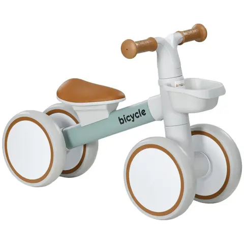 Draisienne vélo Enfant 4 roues -AIYAPLAY - selle réglable - guidon ergonomique -alliage alu. PP - 1 à 3 ans - Gris Marron vert