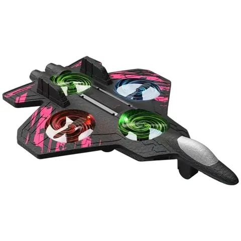 Avion télécommandé avec rotations à 360° lumières LED et batterie rechargeable – Convient aux débutants (rose 2 batteries)