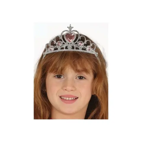 Diadème - MES VERRINES - Couronne princesse - Rose - 5 brillants - Coeur central