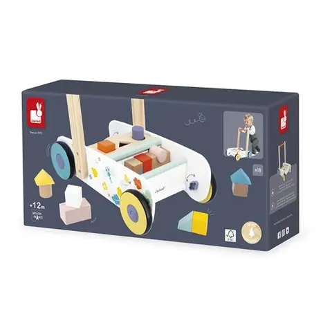 Jeu d'éveil Janod Pure Chariot de marche
