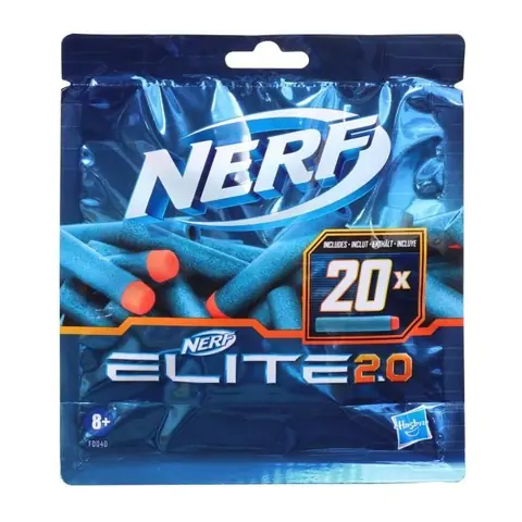NERF Elite 2.0 Recharge de 20 fléchettes - En mousse NERF Elite 2.0 officielles - compatibles avec les Blasters NERF - Dès 8 ans