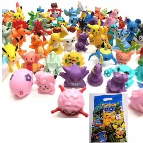 LOT FIGURINE POKEMONE PIKACHU SALEMECHE CARAPUCE ET COMPAGNIE 12 ALÉATOIRE 2 CM À 3.5 CM + SAC CADEAUX