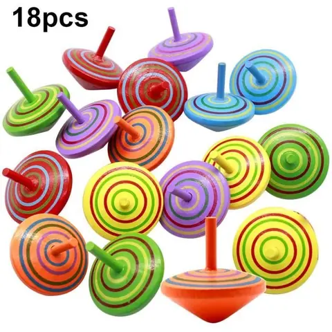 Jouets pour Enfants - Toupie en Bois Coloré - 18 PCS - 3 ans et plus - Mixte